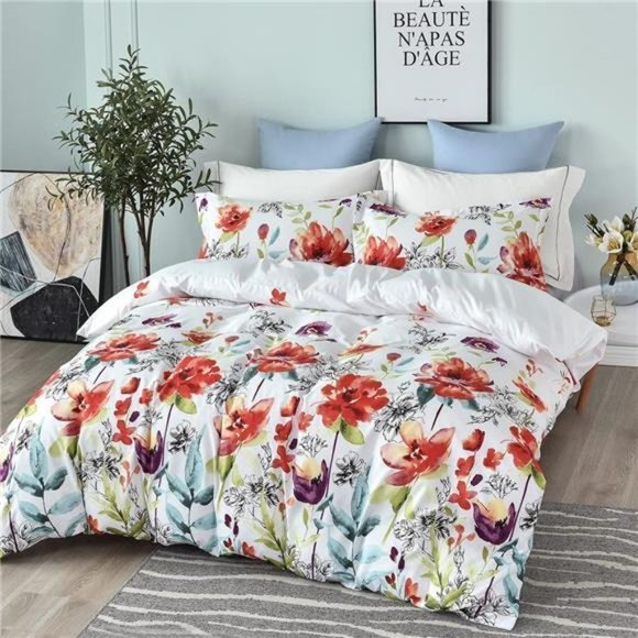 NEW Boho Floral Duvet Cover Set - Picture 1 of 6
